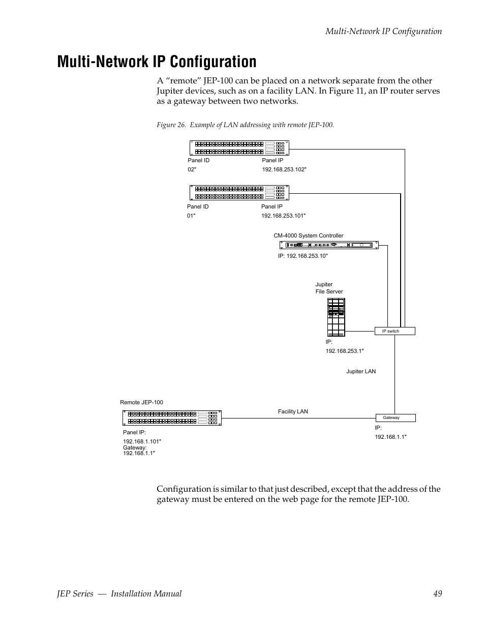 Multi-network ip configuration | Grass Valley JEP Series v.1.3.0 User Manual | Page 49 / 88