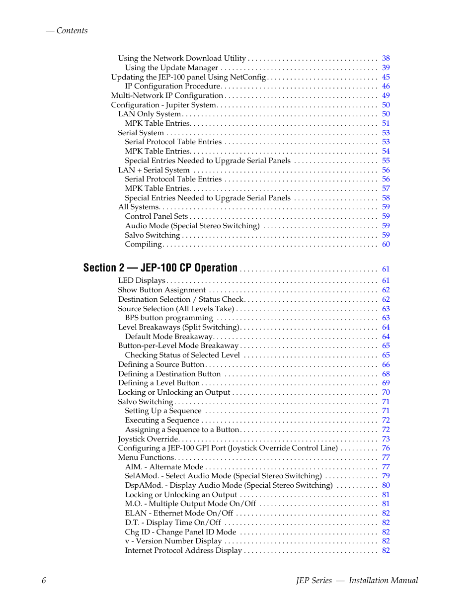 Grass Valley JEP Series v.1.3.0 User Manual | Page 6 / 88
