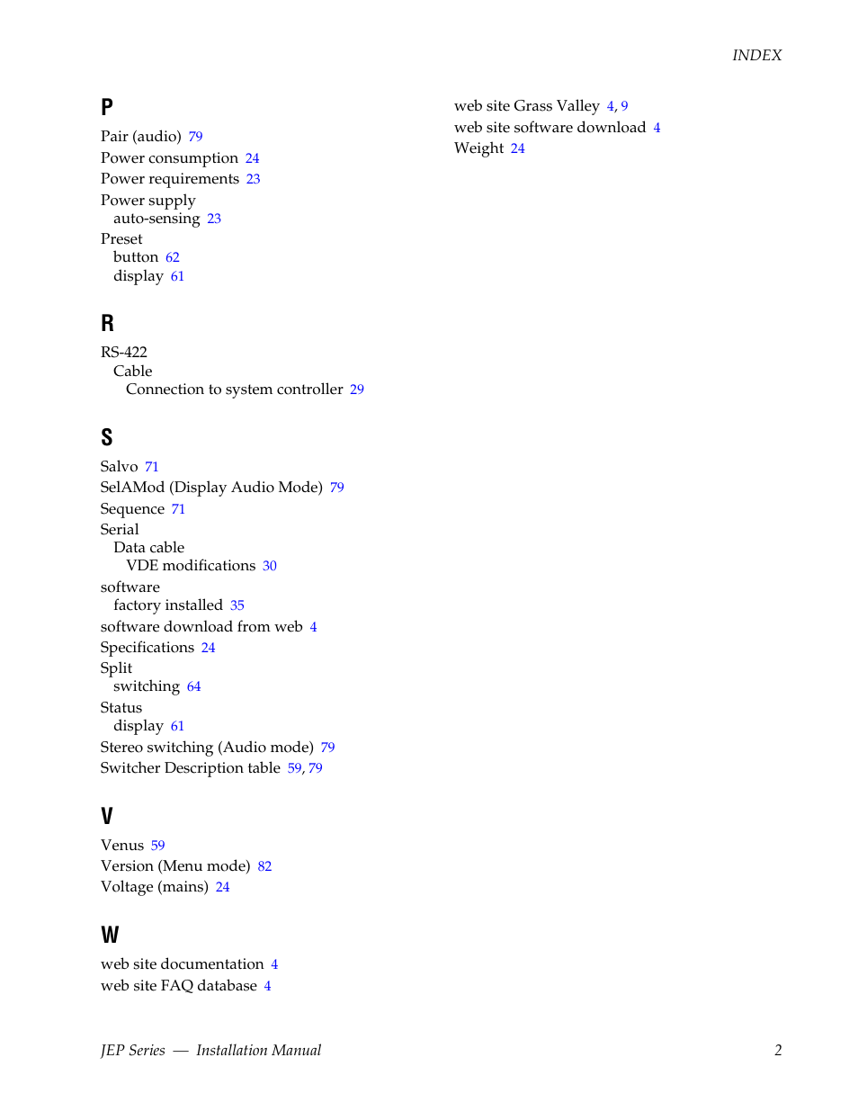 Grass Valley JEP Series v.1.3.0 User Manual | Page 88 / 88
