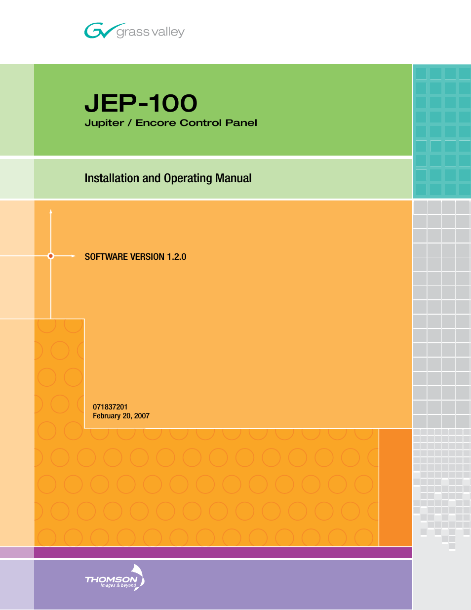 Grass Valley JEP-100 v.1.2.0 User Manual | 80 pages