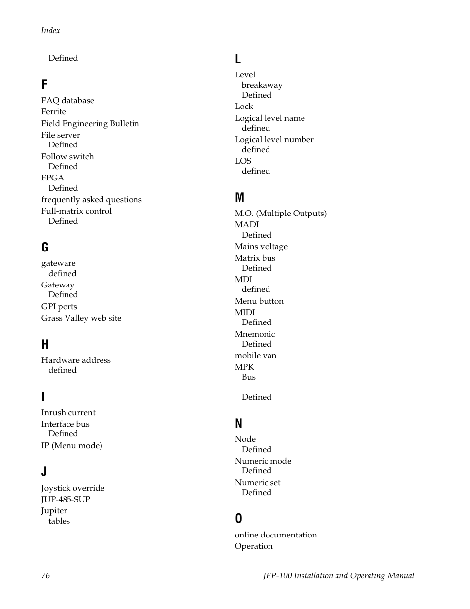 Grass Valley JEP-100 v.1.2.0 User Manual | Page 78 / 80