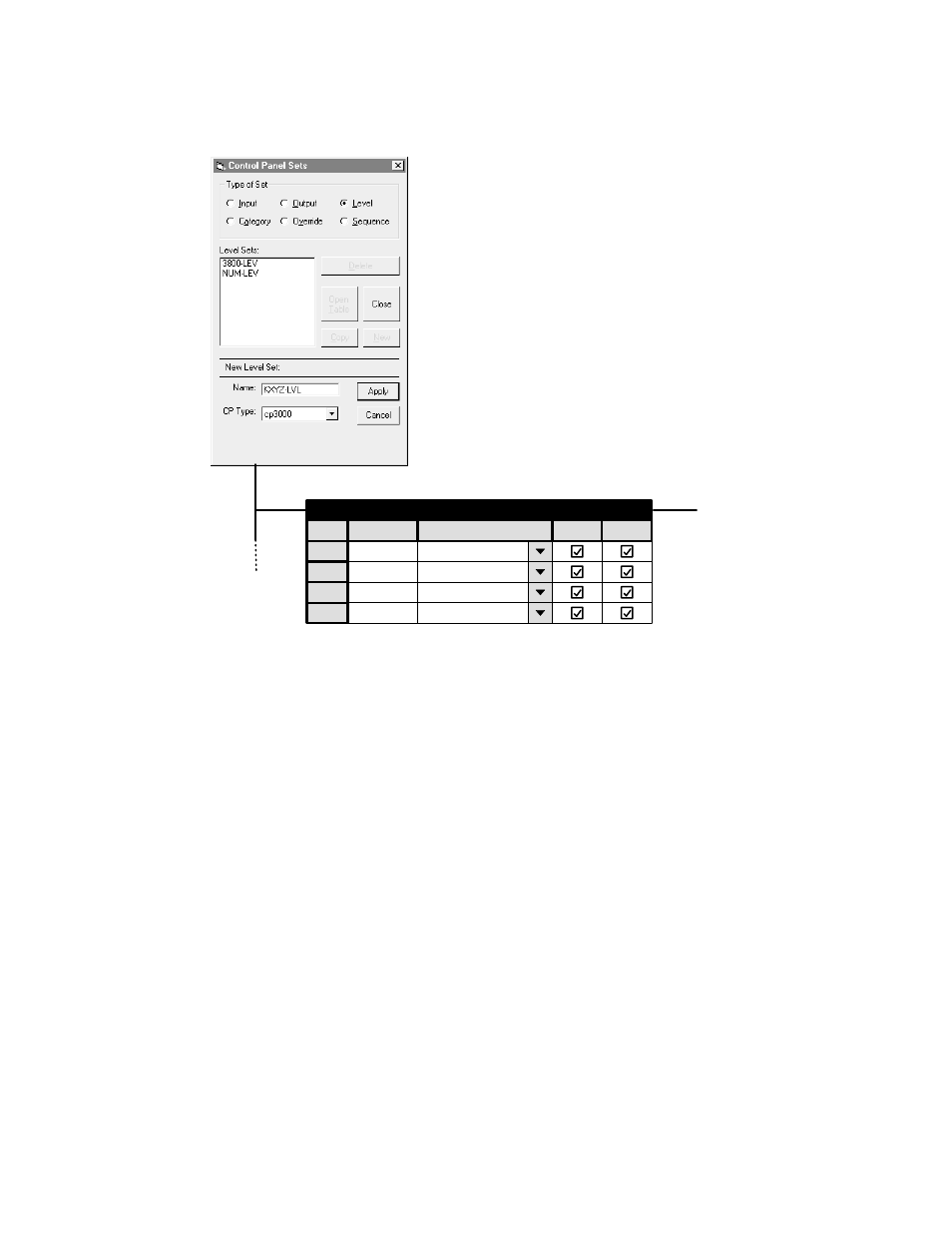 Cp level set, Level set, Input set | Output set, Override set, Sequence set, Category set, Mpk devices | Grass Valley VM 3000 System Controllers v.7.4 User Manual | Page 265 / 787