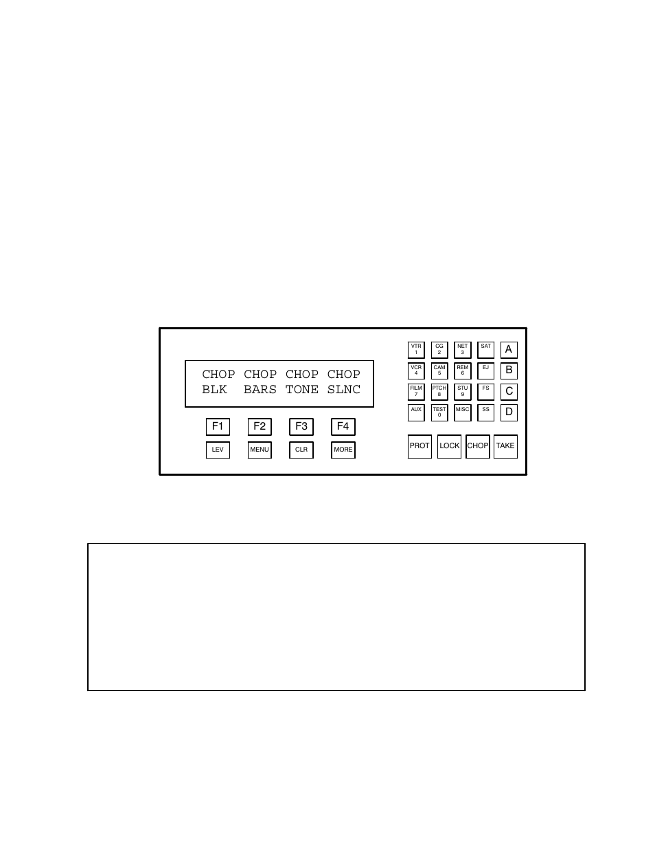 Chop inputs, Additional chop information, Chop chop chop chop blk bars tone slnc | Ab c d, F4 f3 f2 f1 | Grass Valley VM 3000 System Controllers v.7.4 User Manual | Page 433 / 787