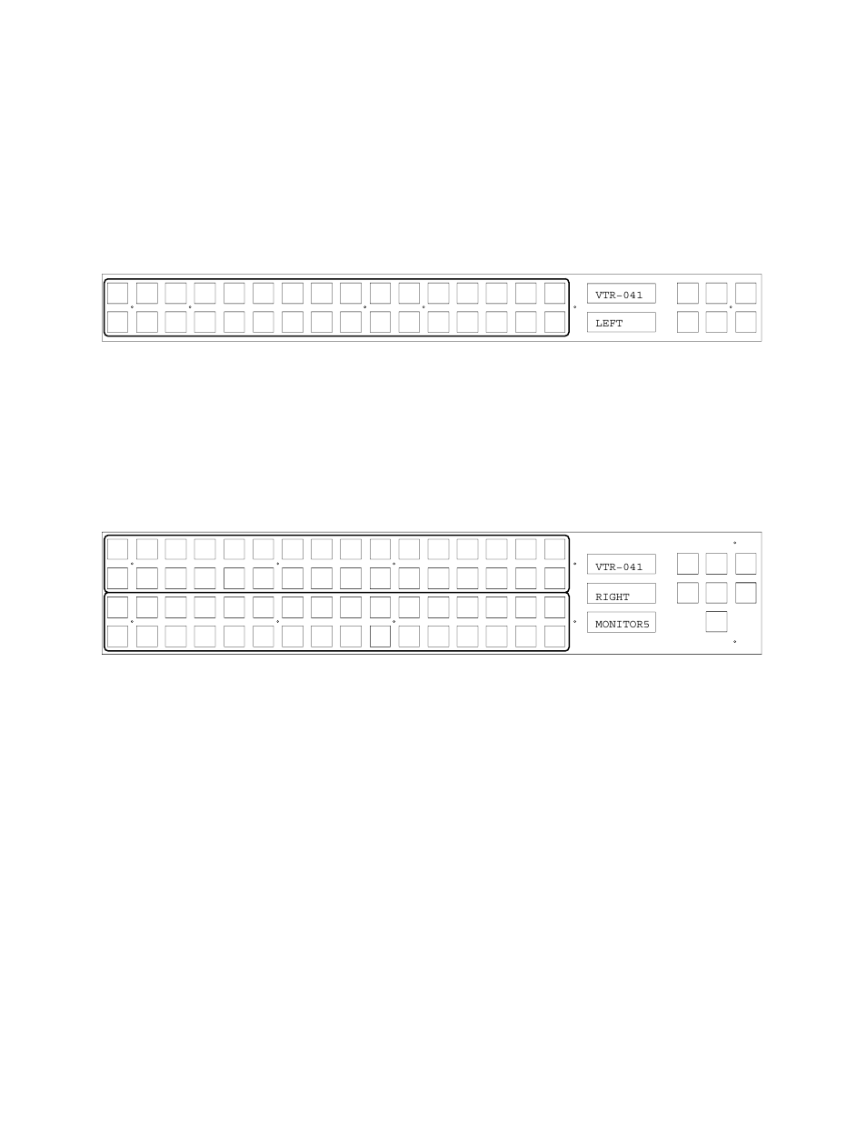 Cp 3832l / 3864l control panels, Passwords, Vtr−041 left | Vtr−041 right monitor5 | Grass Valley VM 3000 System Controllers v.7.4 User Manual | Page 537 / 787