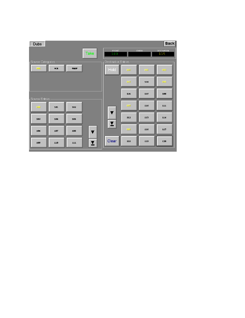 Dubs panel, To status a destination | Grass Valley VM 3000 System Controllers v.7.4 User Manual | Page 586 / 787