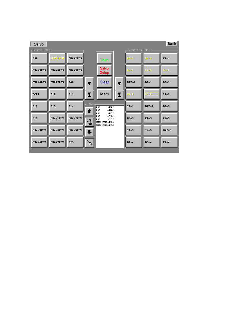 Salvo panel, Multiple source/destination switching (salvo) | Grass Valley VM 3000 System Controllers v.7.4 User Manual | Page 590 / 787