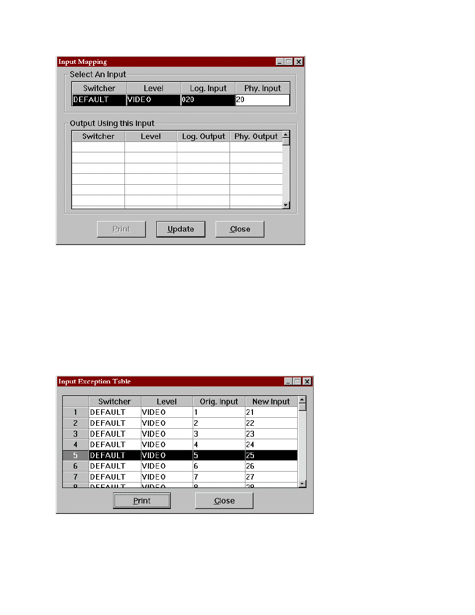 Exception tables | Grass Valley VM 3000 System Controllers v.7.4 User Manual | Page 633 / 787