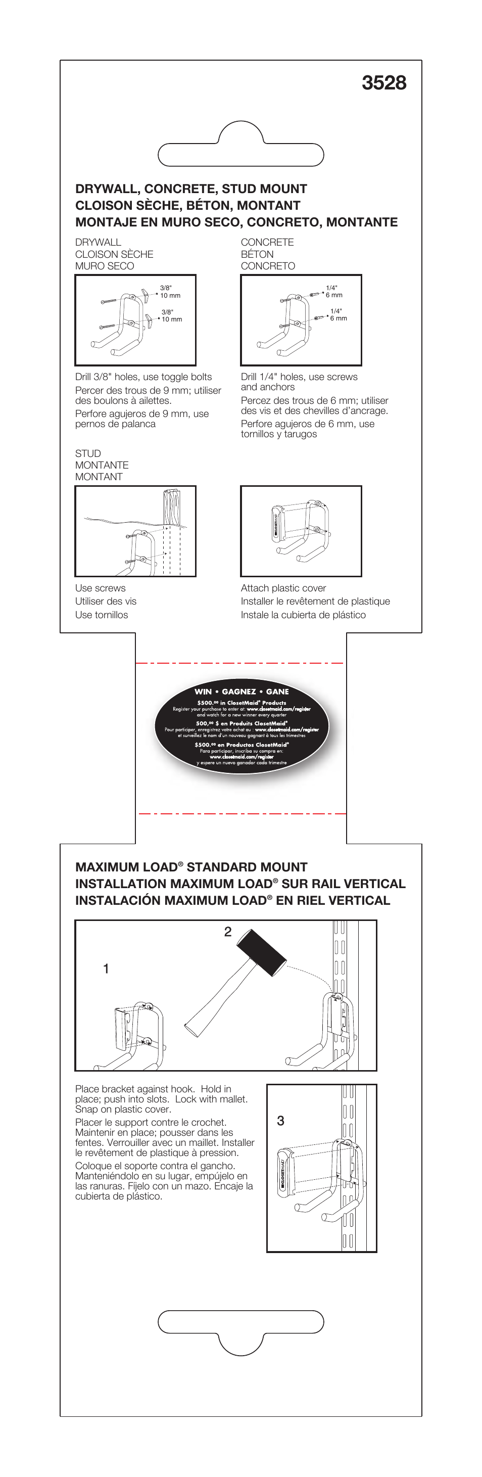 Closet Maid 3528 User Manual | 1 page