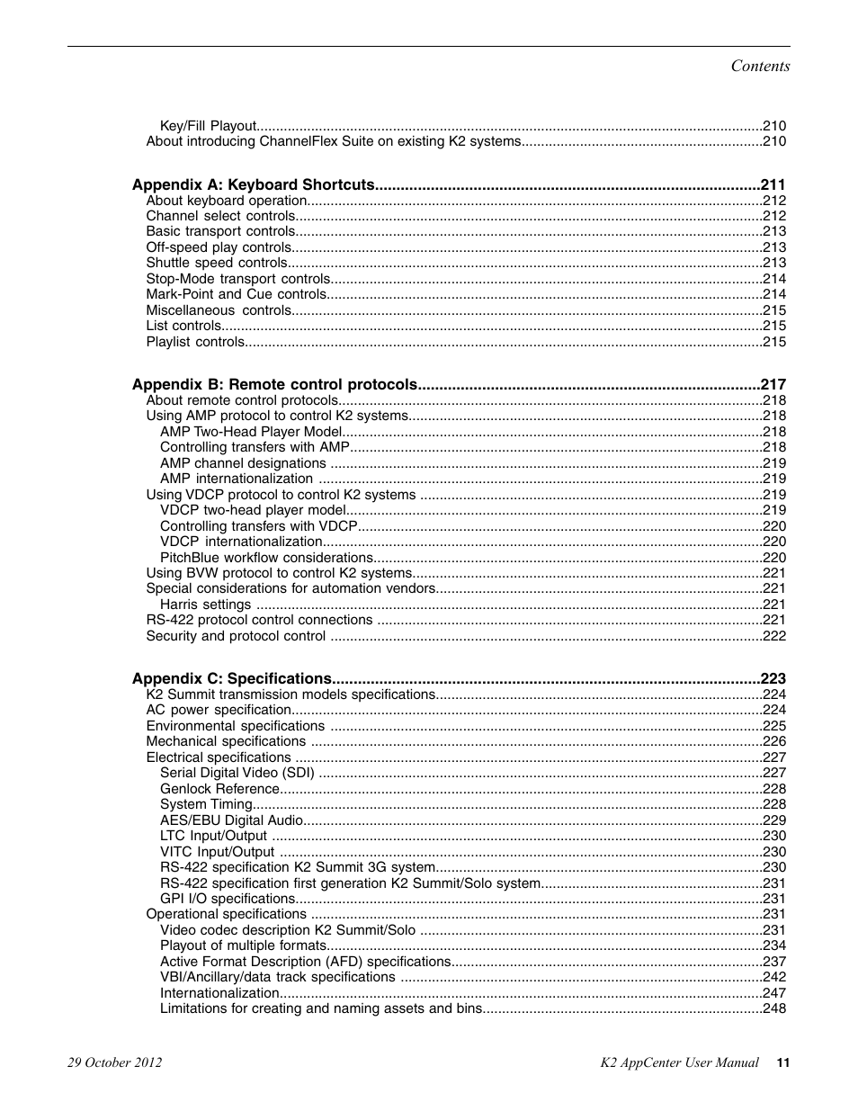 Grass Valley K2 AppCenter v.9.0 User Manual | Page 11 / 290