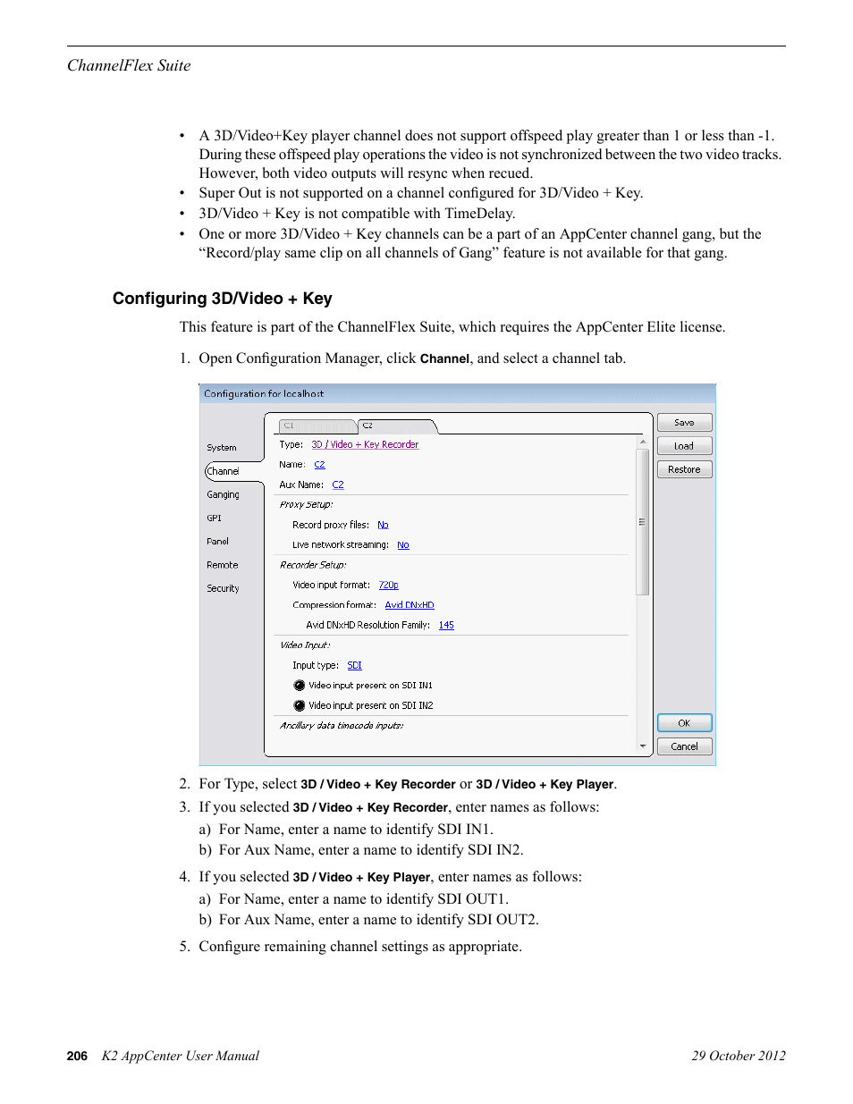 Configuring 3d/video + key | Grass Valley K2 AppCenter v.9.0 User Manual | Page 206 / 290