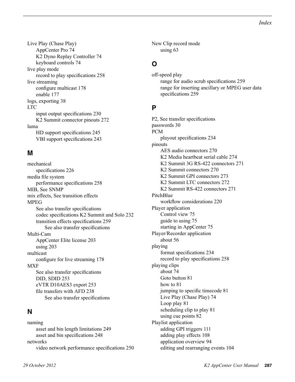 Grass Valley K2 AppCenter v.9.0 User Manual | Page 287 / 290