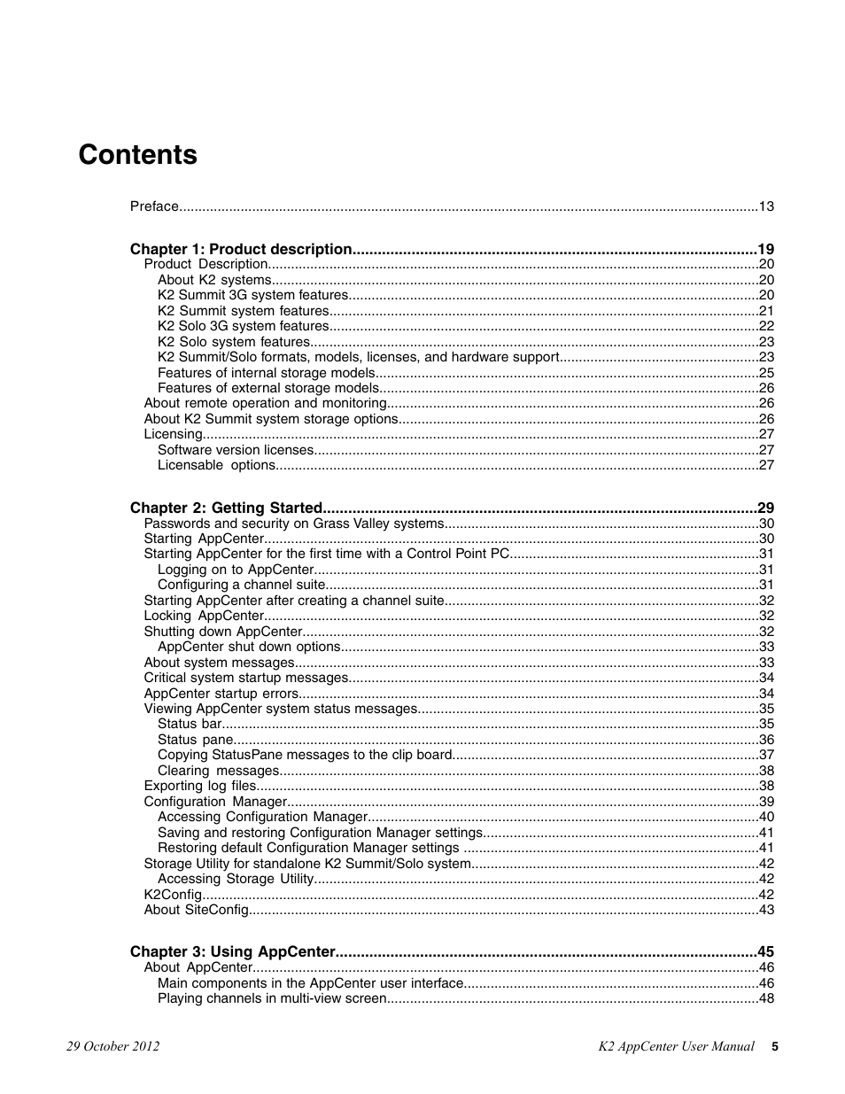 Grass Valley K2 AppCenter v.9.0 User Manual | Page 5 / 290