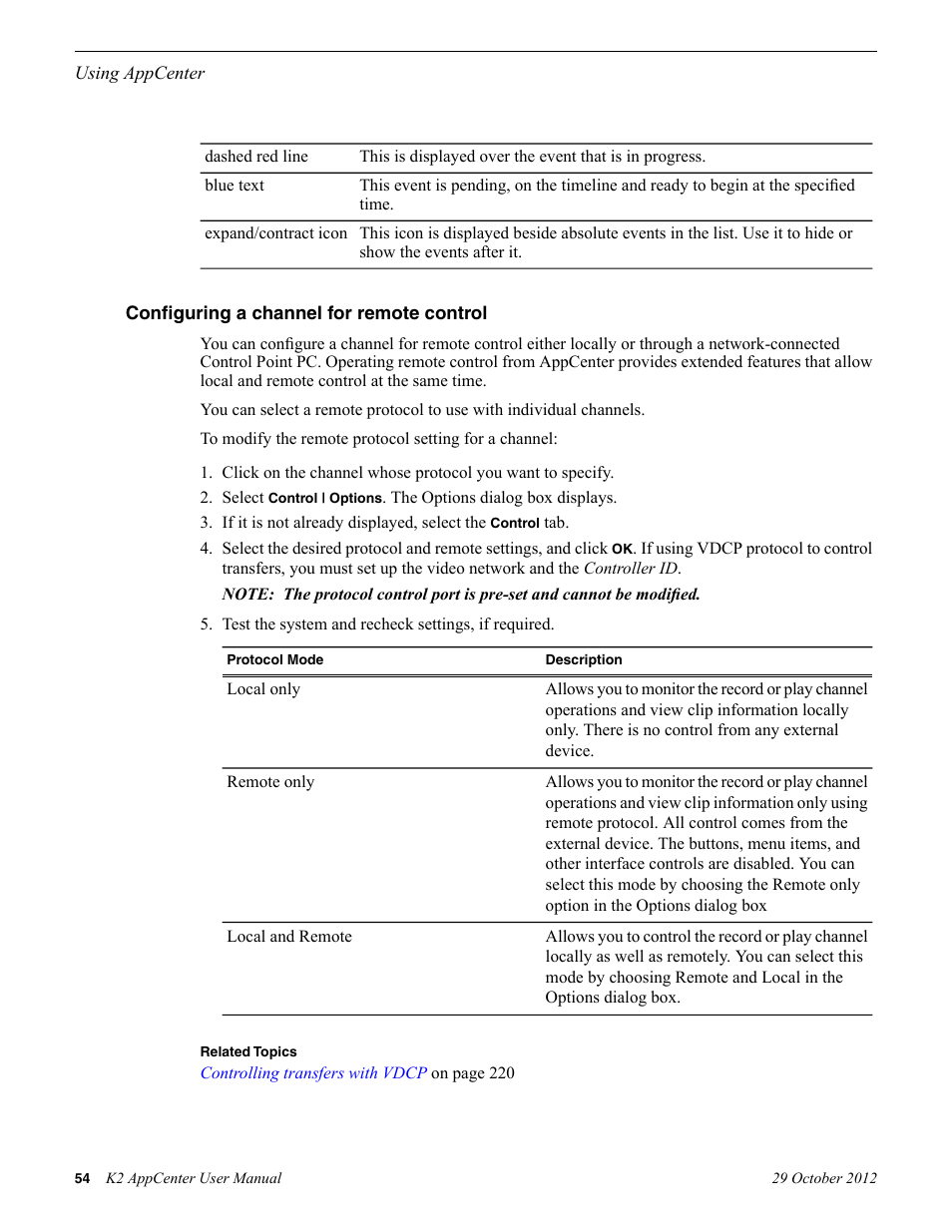 Configuring a channel for remote control | Grass Valley K2 AppCenter v.9.0 User Manual | Page 54 / 290