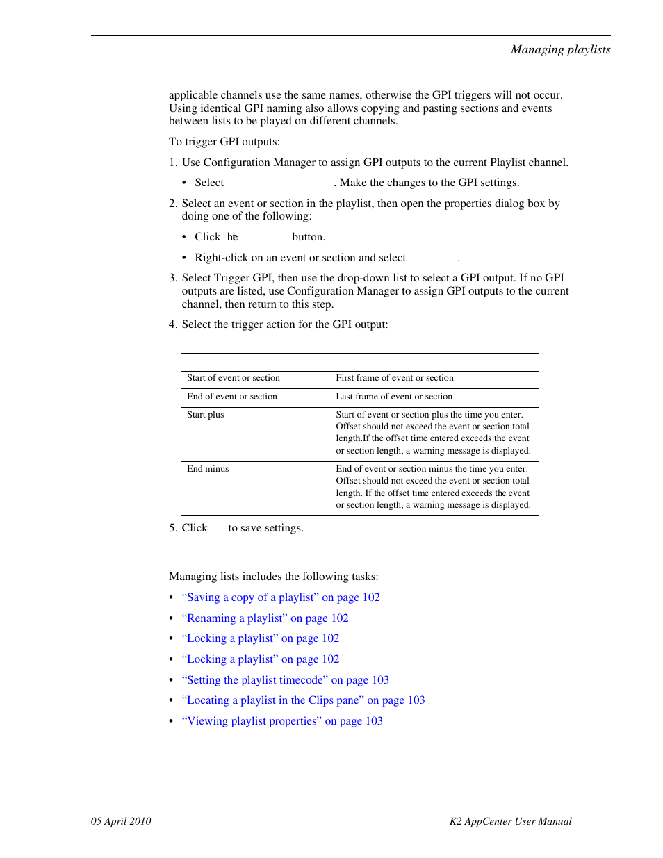 Managing playlists | Grass Valley K2 AppCenter v.7.2 User Manual | Page 101 / 260