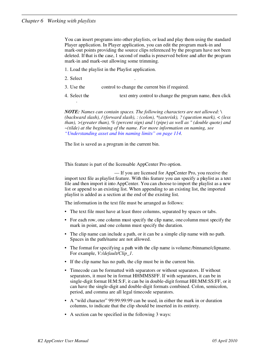 Importing a text file as a playlist | Grass Valley K2 AppCenter v.7.2 User Manual | Page 104 / 260