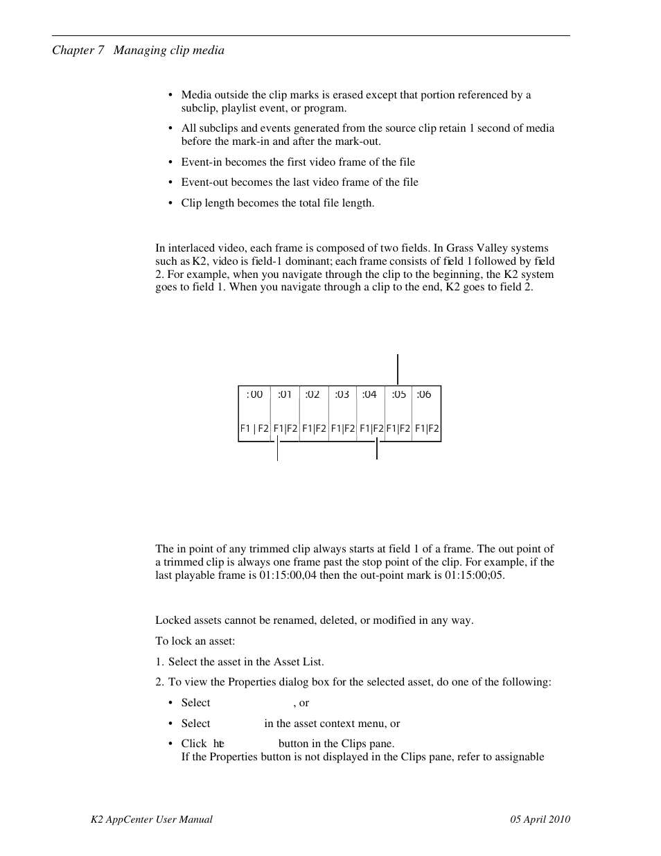 Understanding field dominance, Locking an asset | Grass Valley K2 AppCenter v.7.2 User Manual | Page 122 / 260