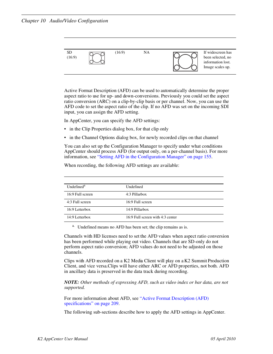 Applying afd settings | Grass Valley K2 AppCenter v.7.2 User Manual | Page 154 / 260