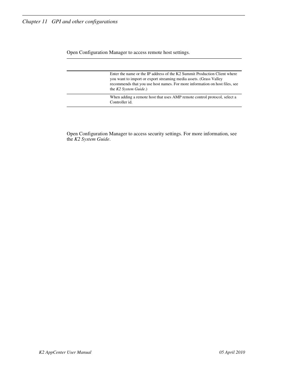 Adding a remote host, Host name, Controller id | Setting security access permissions | Grass Valley K2 AppCenter v.7.2 User Manual | Page 170 / 260