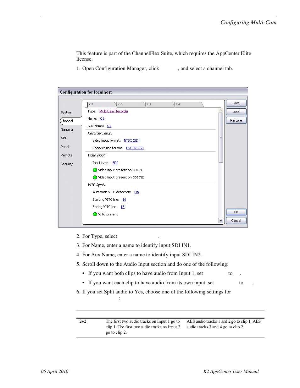 Configuring multi-cam | Grass Valley K2 AppCenter v.7.2 User Manual | Page 189 / 260