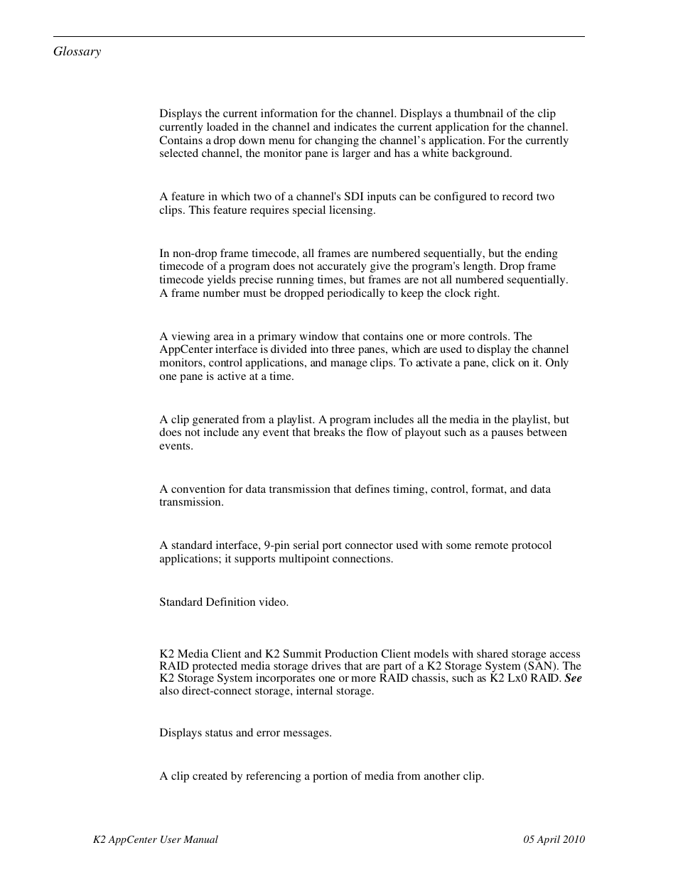 Grass Valley K2 AppCenter v.7.2 User Manual | Page 250 / 260