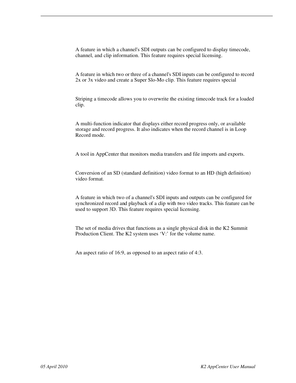 Grass Valley K2 AppCenter v.7.2 User Manual | Page 251 / 260
