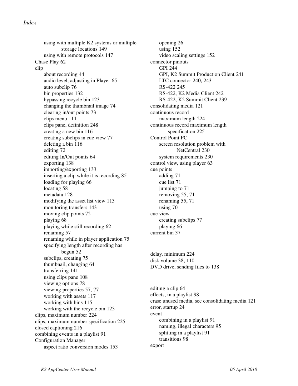 Grass Valley K2 AppCenter v.7.2 User Manual | Page 254 / 260