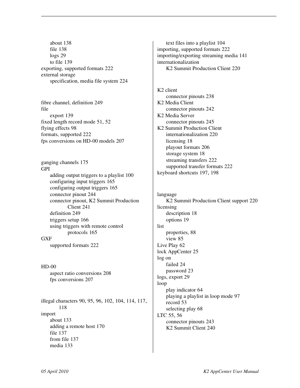 Grass Valley K2 AppCenter v.7.2 User Manual | Page 255 / 260