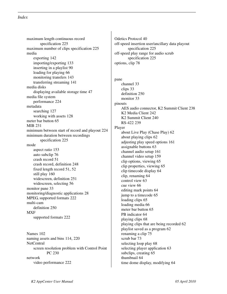 Grass Valley K2 AppCenter v.7.2 User Manual | Page 256 / 260