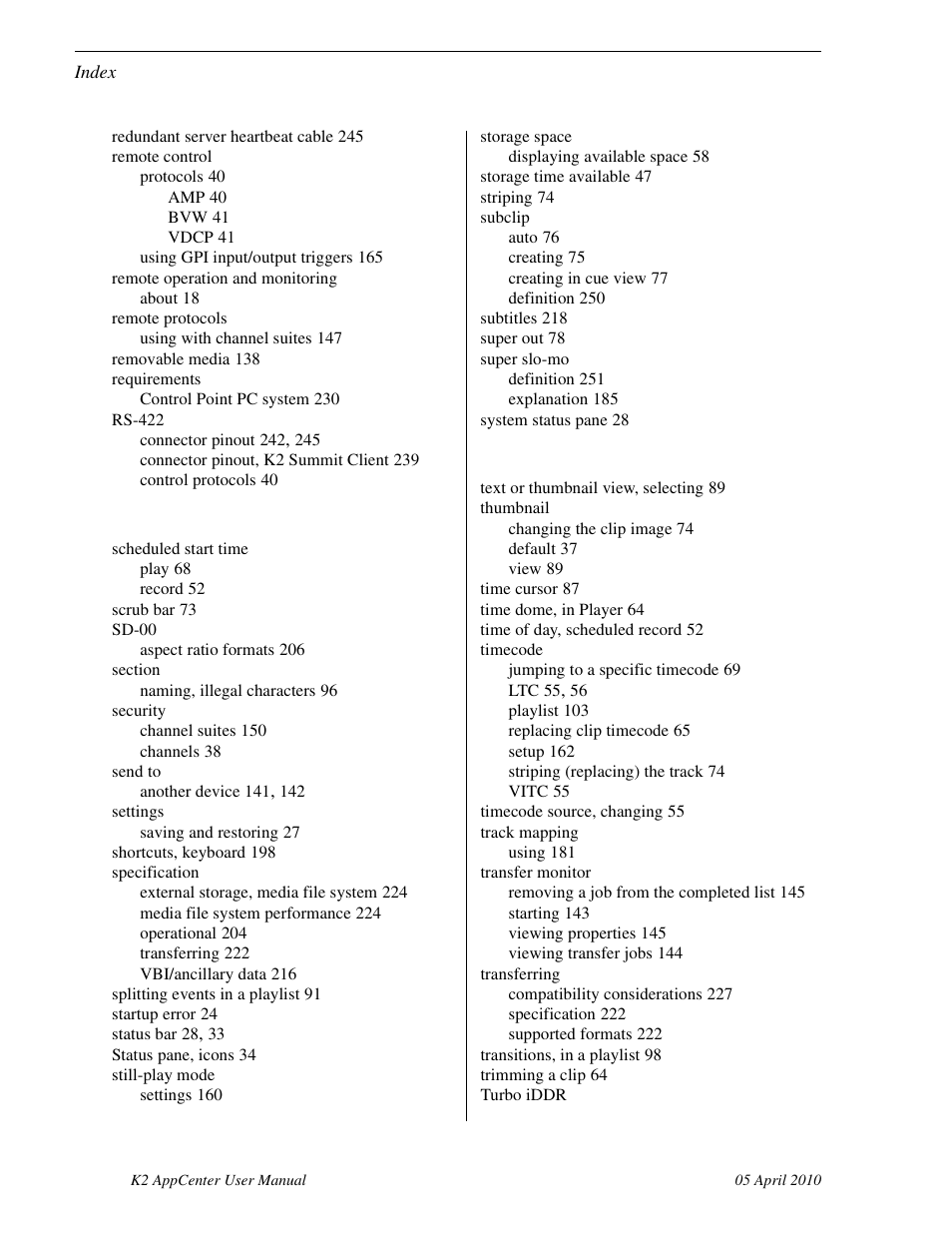 Grass Valley K2 AppCenter v.7.2 User Manual | Page 258 / 260