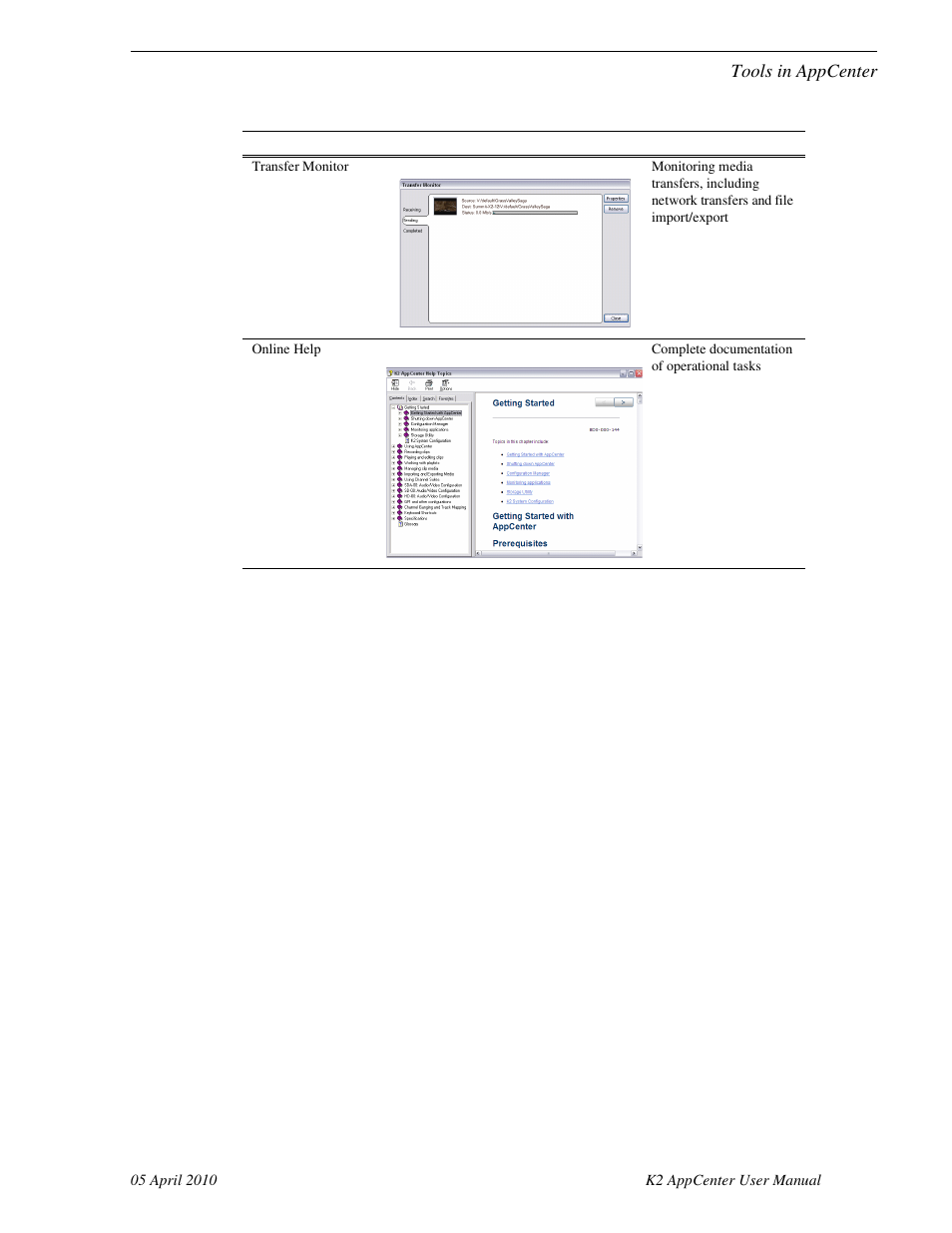 Tools in appcenter | Grass Valley K2 AppCenter v.7.2 User Manual | Page 35 / 260
