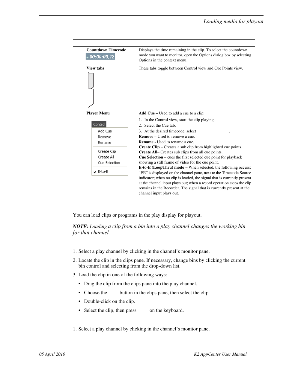 Loading media for playout | Grass Valley K2 AppCenter v.7.2 User Manual | Page 67 / 260
