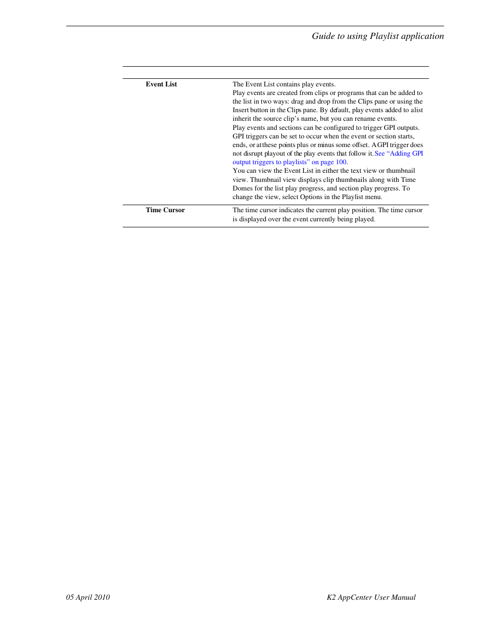 Guide to using playlist application | Grass Valley K2 AppCenter v.7.2 User Manual | Page 87 / 260