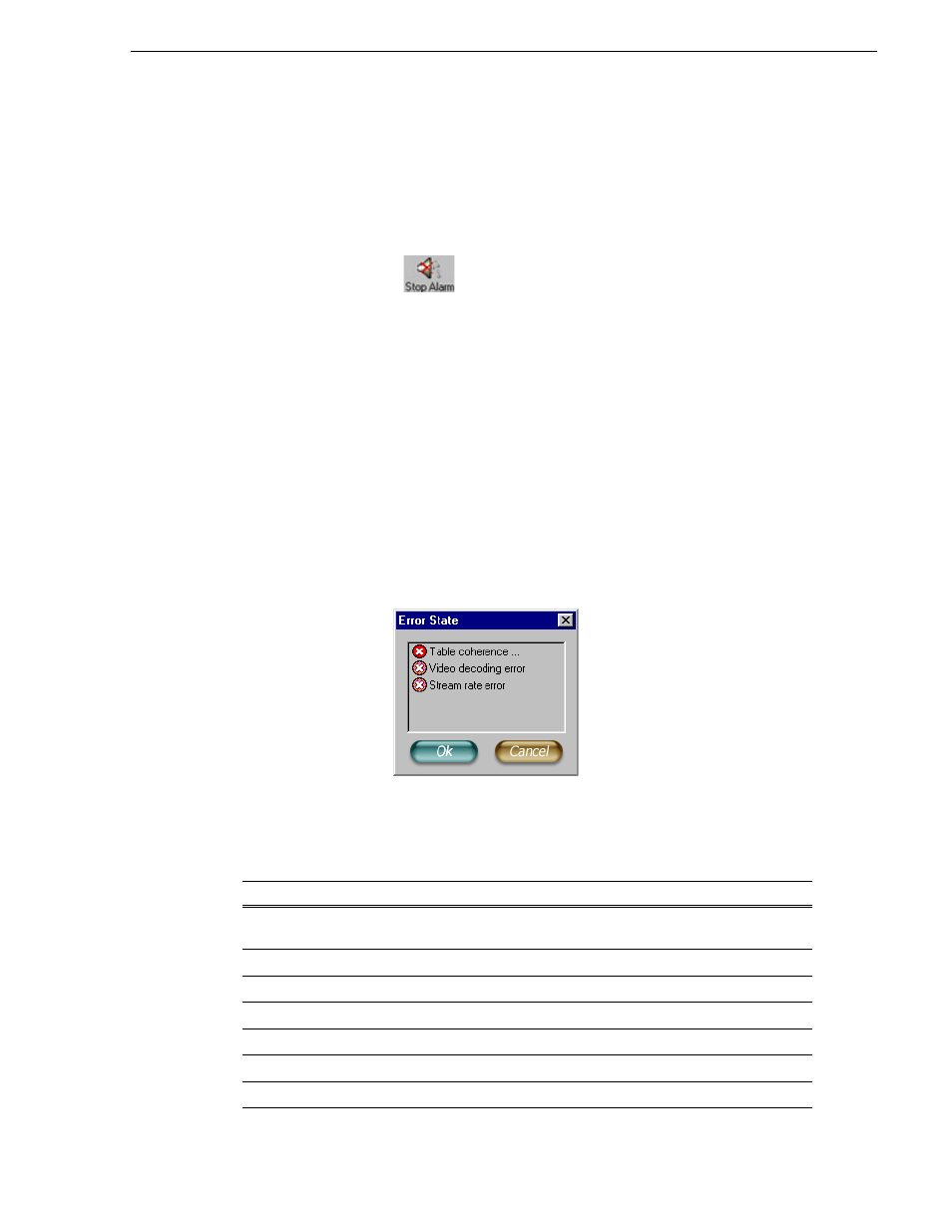 Alarms, Specific messages view, Current error state | Alarms specific messages view current error state | Grass Valley K2 ASI Media Client User Manual | Page 57 / 62