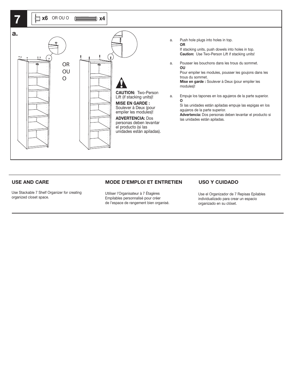 Or ou o | Closet Maid Stackable 7-Shelf Organizer S12ST User Manual | Page 4 / 4