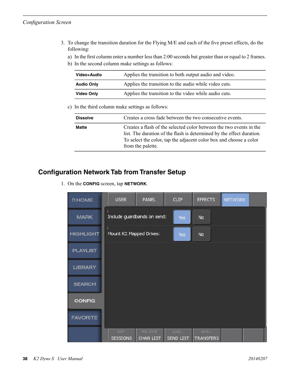 Configuration network tab from transfer setup | Grass Valley K2 Dyno S Replay Controller v.3.2 User Manual | Page 38 / 106