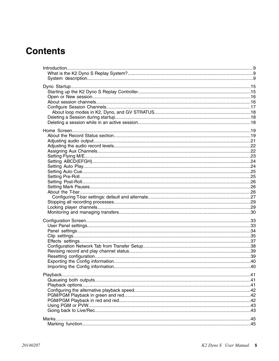 Grass Valley K2 Dyno S Replay Controller v.3.2 User Manual | Page 5 / 106