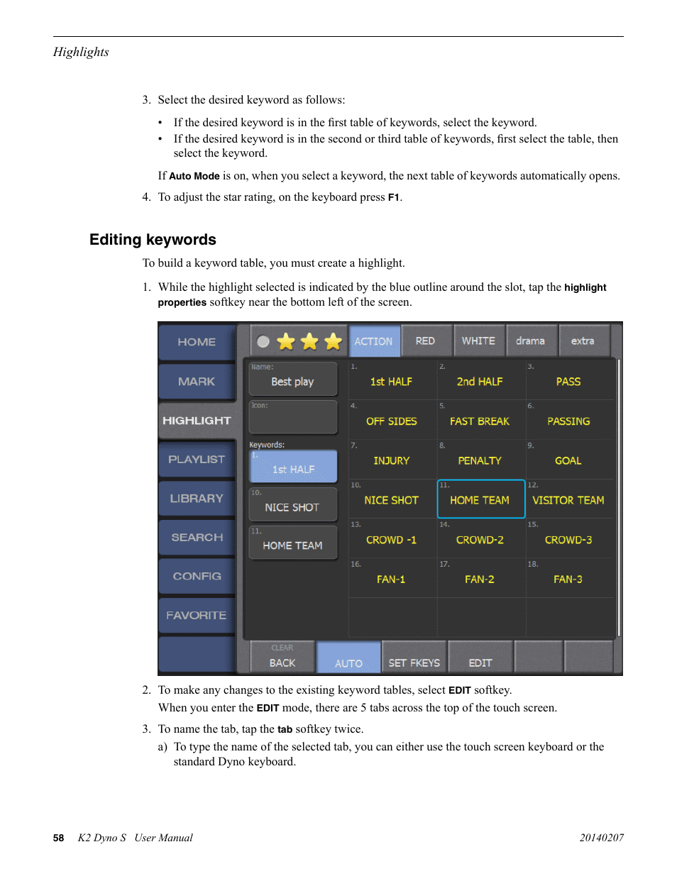 Editing keywords | Grass Valley K2 Dyno S Replay Controller v.3.2 User Manual | Page 58 / 106