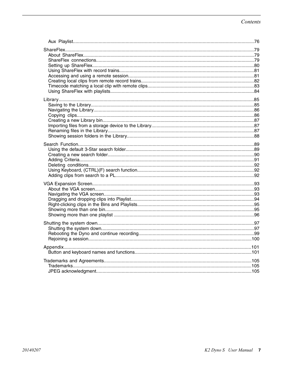 Grass Valley K2 Dyno S Replay Controller v.3.2 User Manual | Page 7 / 106
