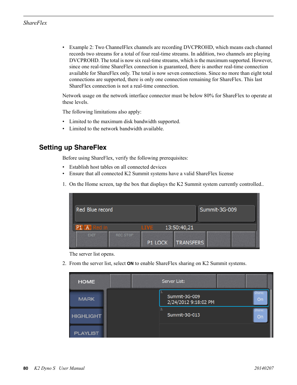 Setting up shareflex | Grass Valley K2 Dyno S Replay Controller v.3.2 User Manual | Page 80 / 106