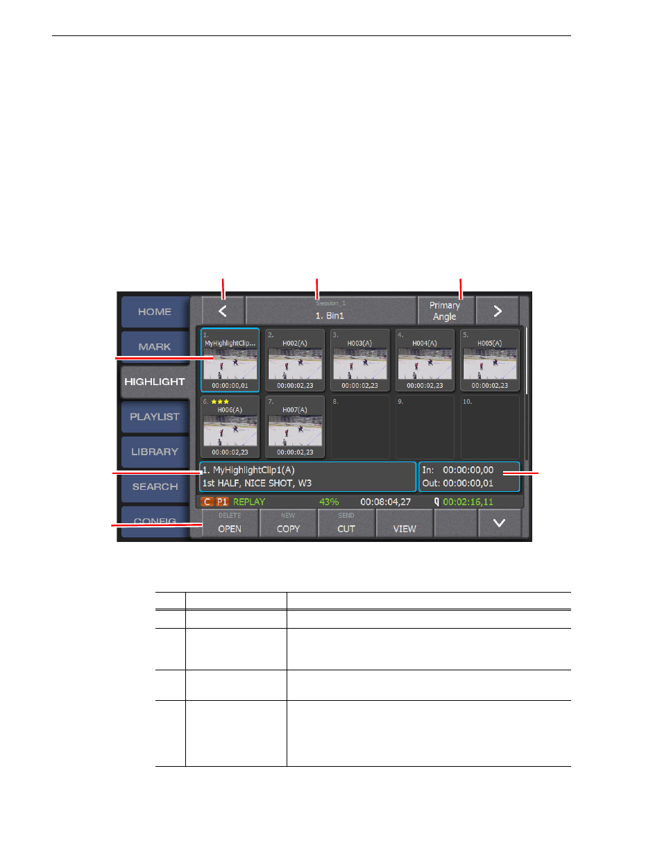 Components in the highlight screen | Grass Valley K2 Dyno v.2.0 User Manual | Page 54 / 114