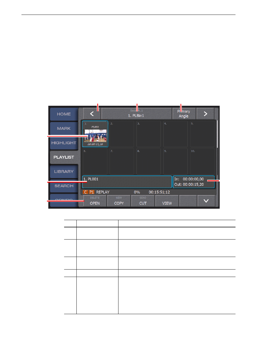 Components in the playlist screen | Grass Valley K2 Dyno v.2.0 User Manual | Page 64 / 114