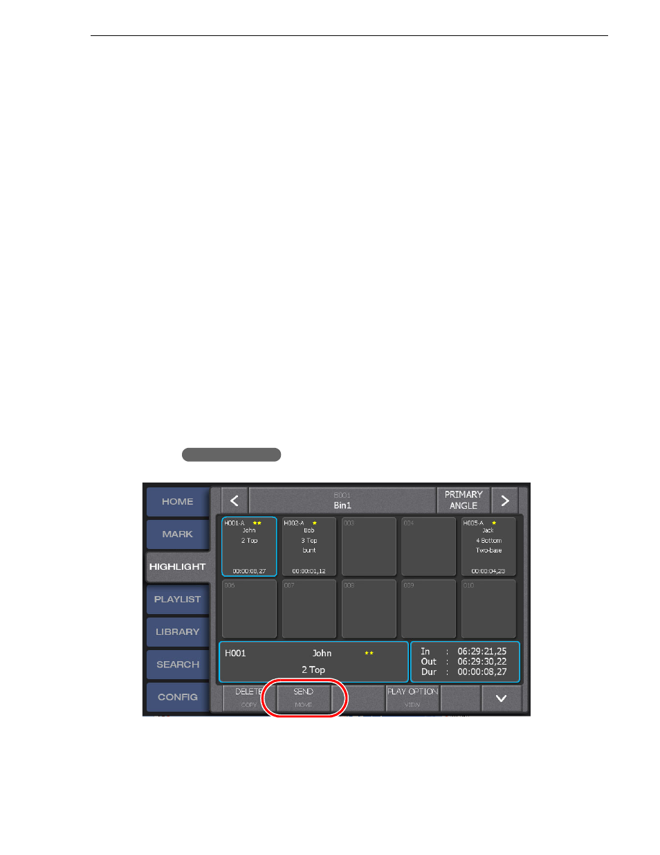 Transferring items (send function), Transferring an item to a specified location | Grass Valley K2 Dyno v.1.6 User Manual | Page 113 / 222