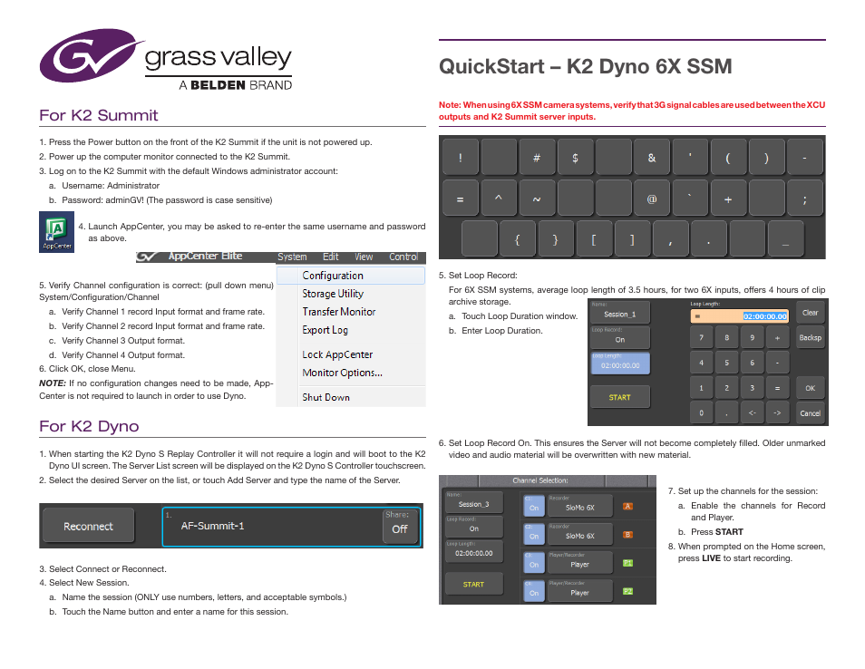Grass Valley K2 Dyno 6X SSM User Manual | 2 pages