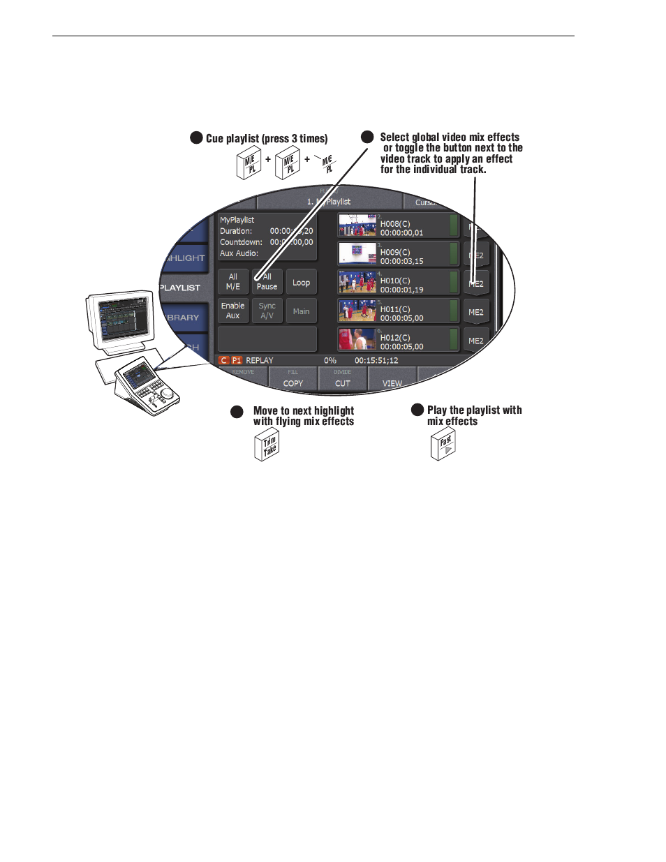 Play a playlist with mix effects | Grass Valley K2 Dyno Quick Start v.2.0 User Manual | Page 20 / 36