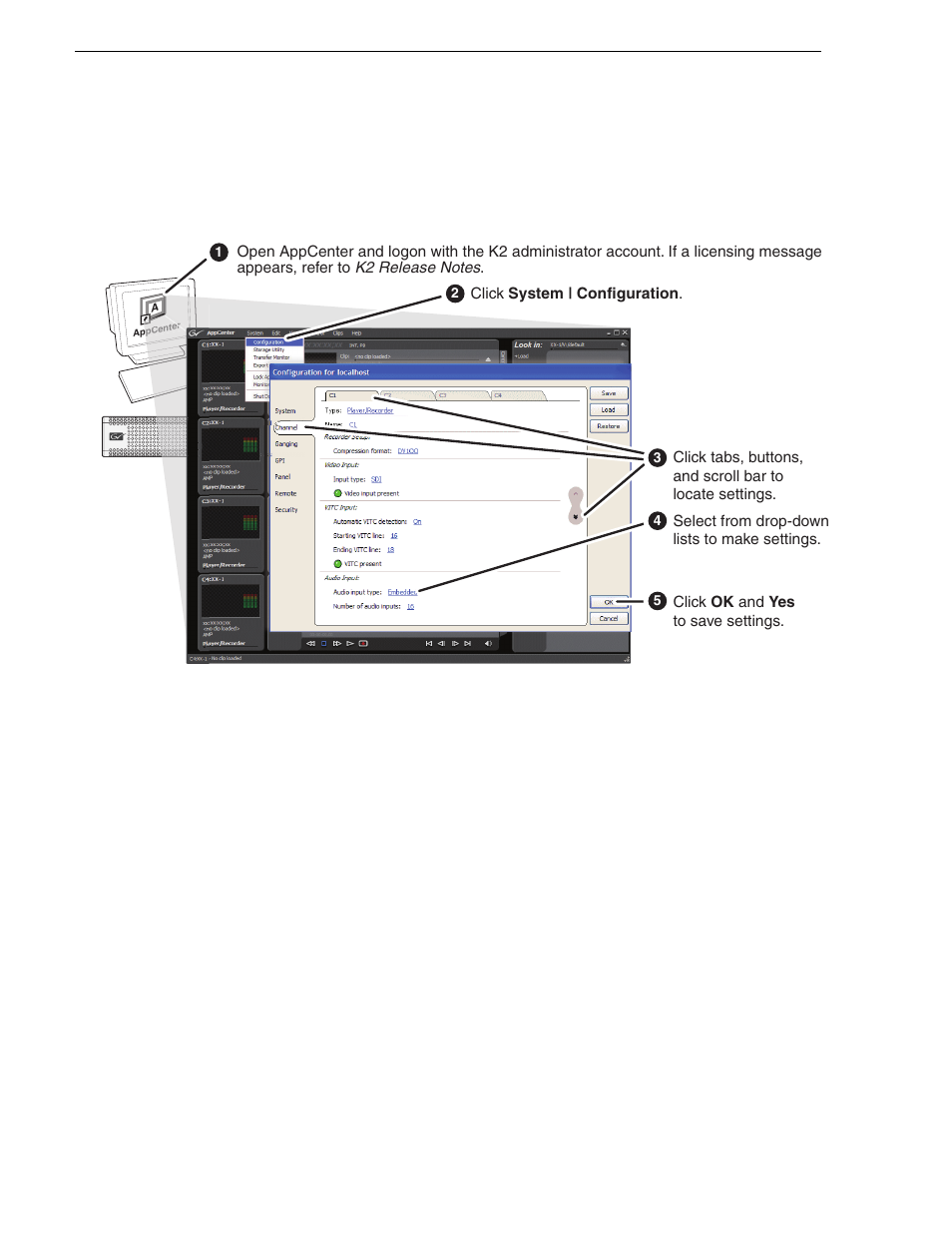 Configure k2 summit client channels | Grass Valley K2 Dyno Quick Start v.1.6 User Manual | Page 10 / 36