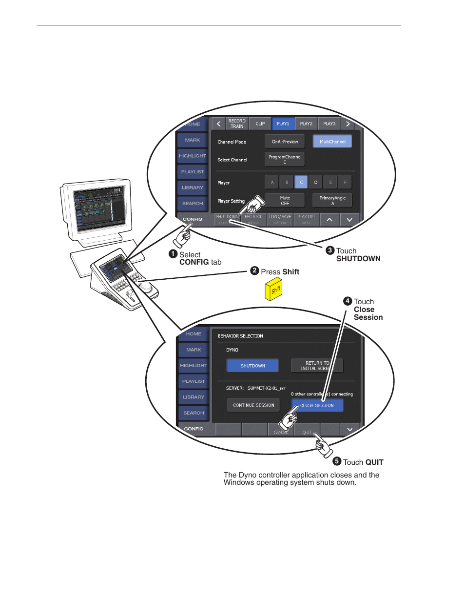 Shutdown k2 dyno controller | Grass Valley K2 Dyno Quick Start v.1.6 User Manual | Page 24 / 36