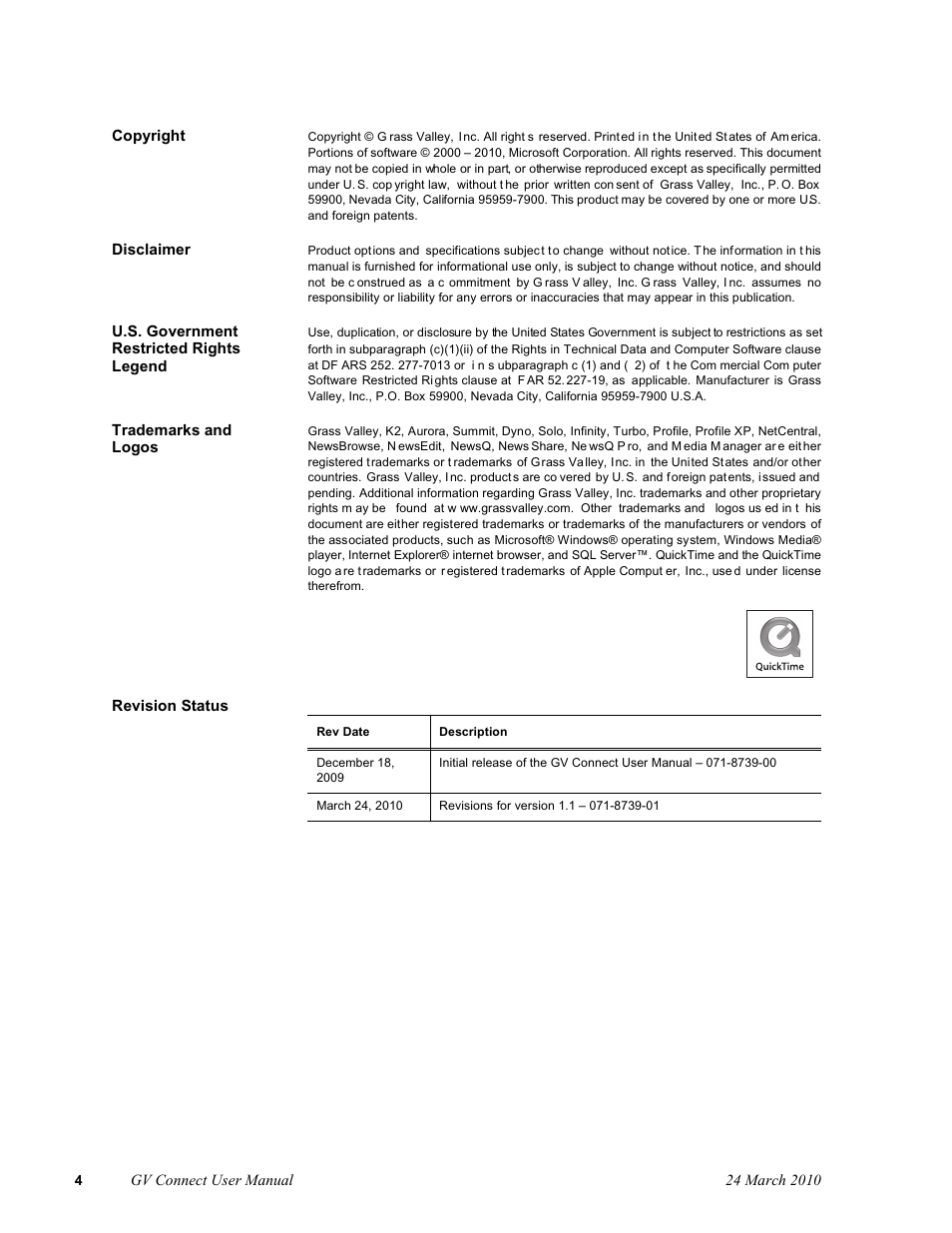 Grass Valley GV Browse v.1.1.0 User Manual | Page 4 / 26
