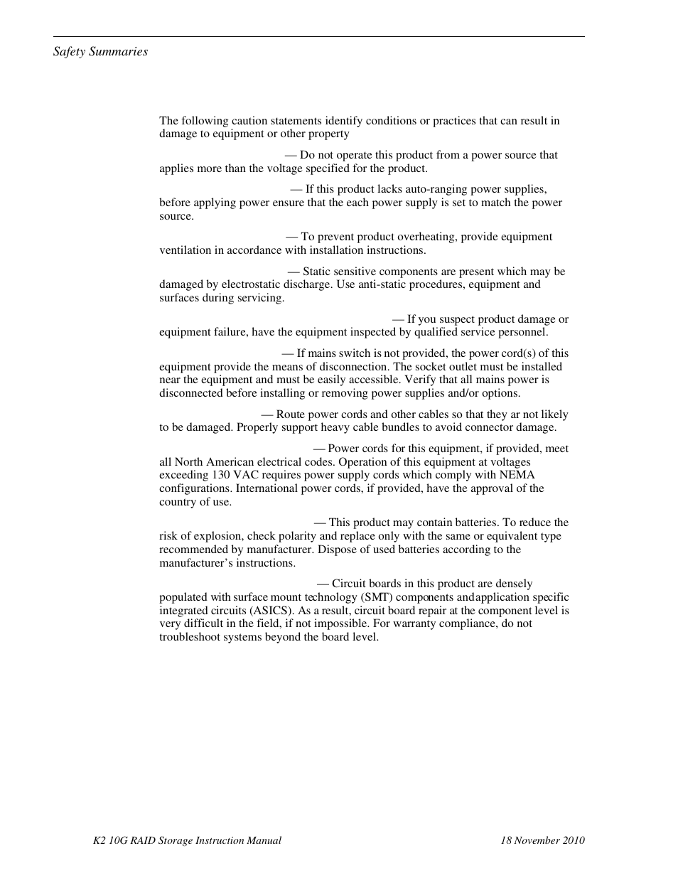 Cautions | Grass Valley K2 10G RAID User Manual | Page 11 / 77