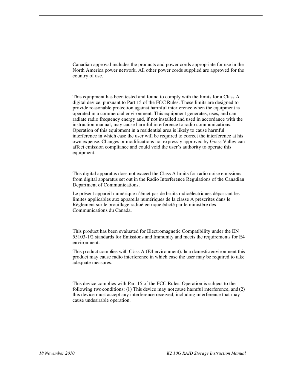 Certifications and compliances | Grass Valley K2 10G RAID User Manual | Page 20 / 77