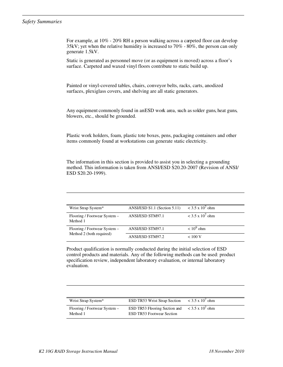 Grounding requirements for personnel | Grass Valley K2 10G RAID User Manual | Page 23 / 77